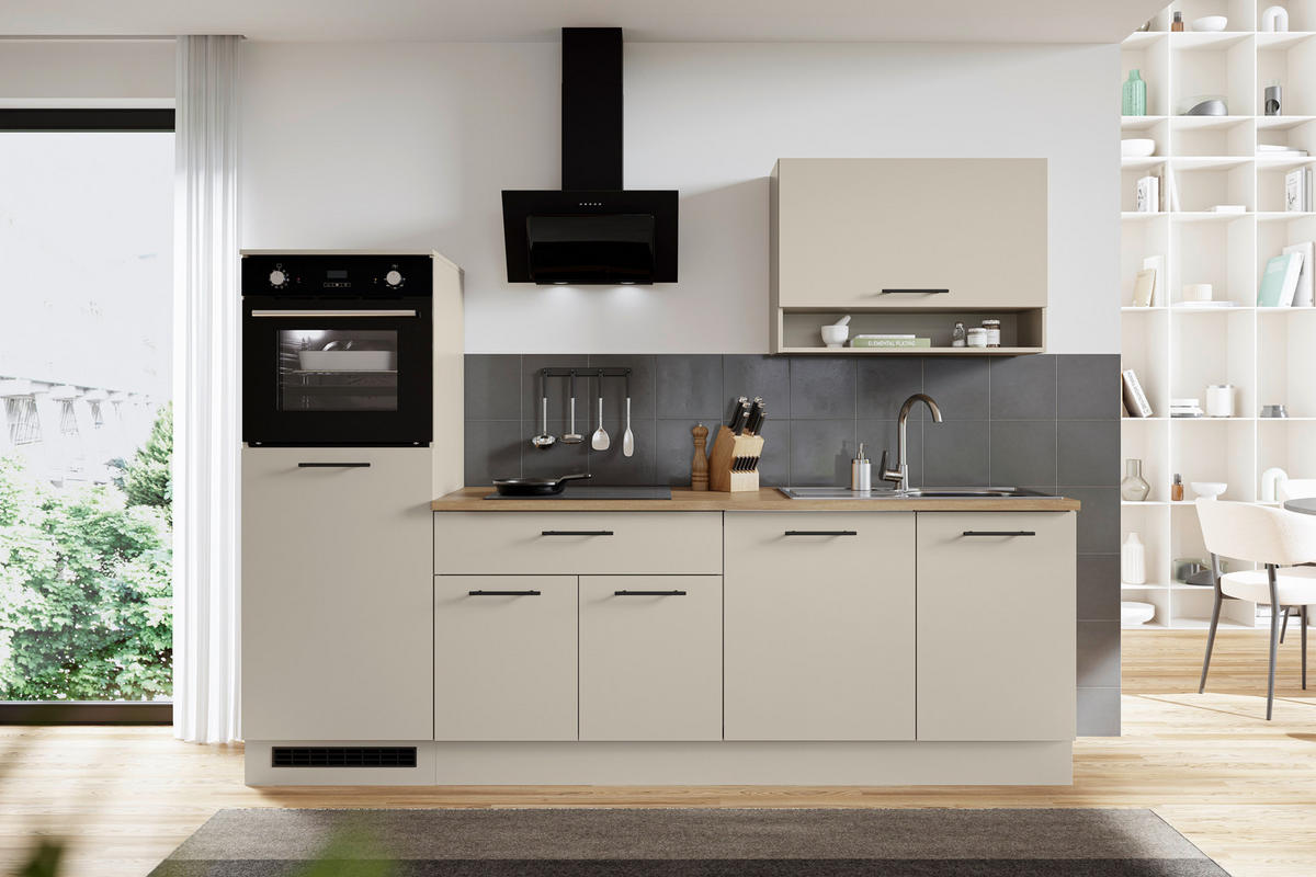 KÜCHENLEERBLOCK 260 cm   in Grau  - Eichefarben/Schwarz, Basics, Holzwerkstoff/Metall (260cm) - MID.YOU