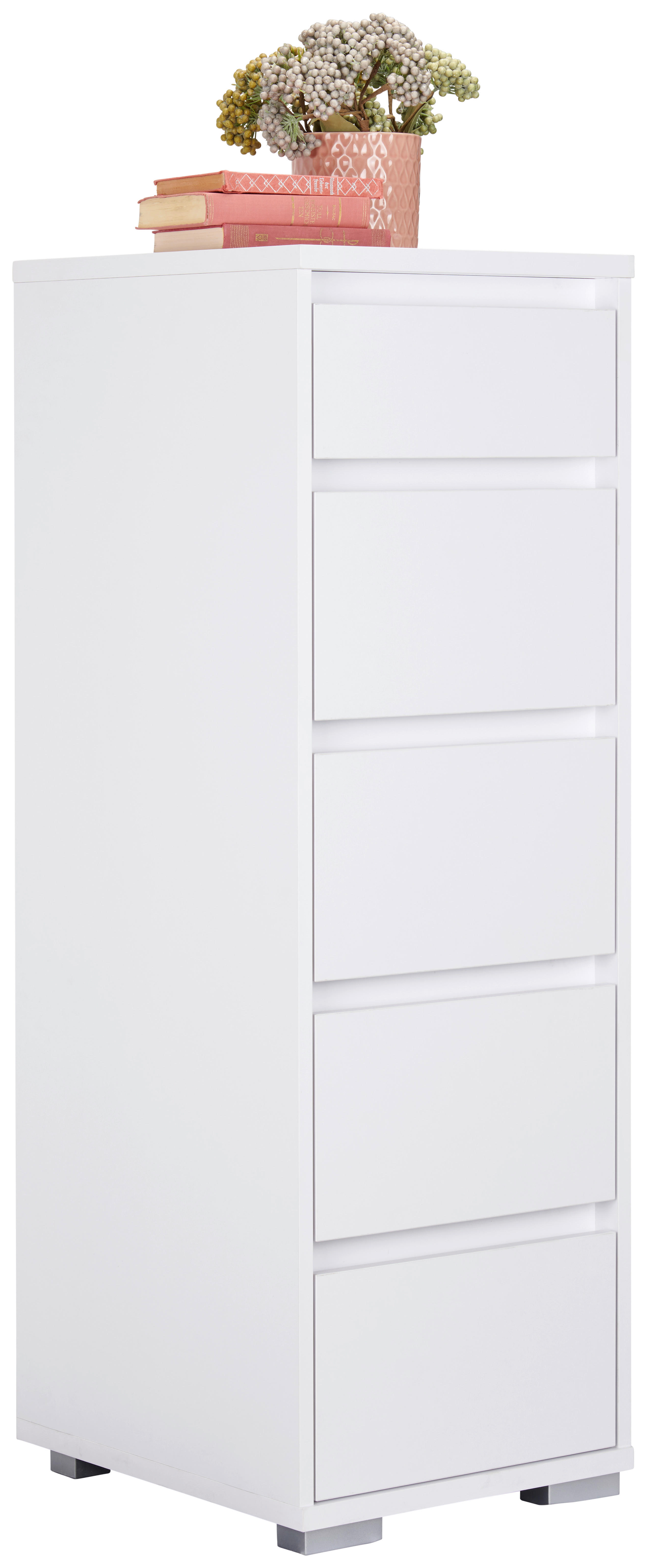 KOMODA   40/120/48 cm   bijela  - bijela/boje aluminija, Design, drvni materijal/plastika (40/120/48cm) - Carryhome