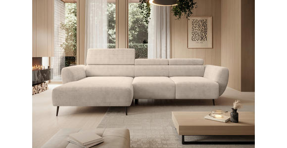 ECKSOFA  in Cord Taupe  174/277 cm  - Taupe/Schwarz, KONVENTIONELL, Textil/Metall (174/277cm) - Carryhome