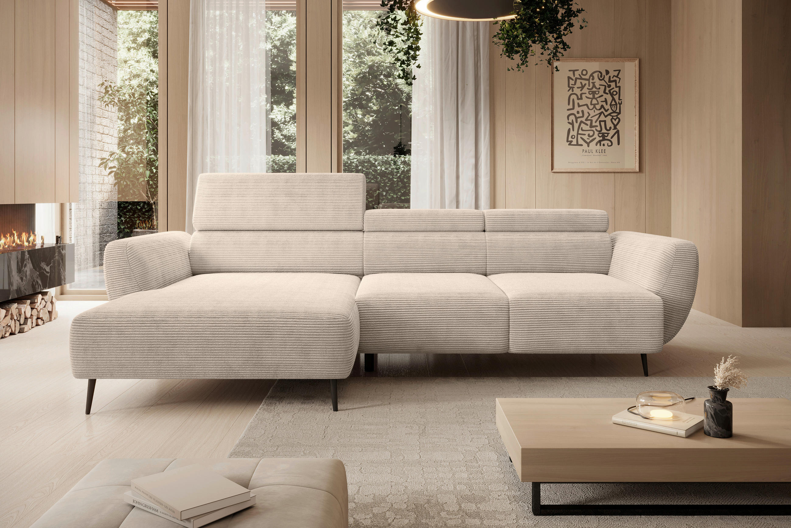 ECKSOFA in Cord Taupe  - Taupe/Schwarz, Konventionell, Textil/Metall (174/277cm) - Carryhome