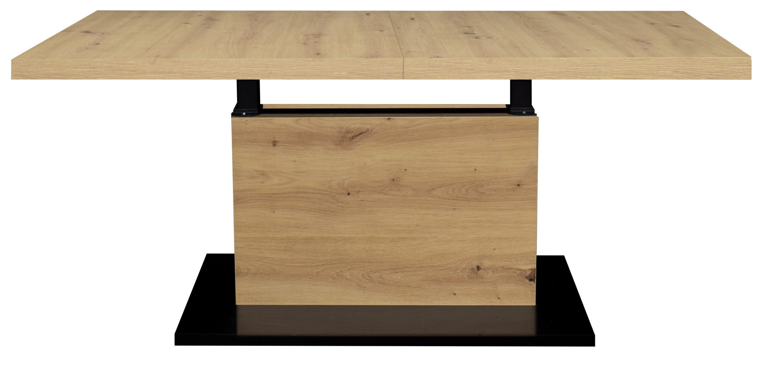 COUCHTISCH Lift Couchtisch rechteckig Schwarz, Eiche Artisan  - Schwarz/Eiche Artisan, Design, Holzwerkstoff/Metall (120-160/56-75/70cm) - MID.YOU