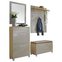 GARDEROBE 5-teilig  in 155/195/40 cm  - Taupe/Eichefarben, Design, Glas/Holz (155/195/40cm)