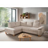 ECKSCHLAFSOFA in Struktur Creme  - Wildeiche/Creme, Modern, Holz/Textil (206/265cm) - Livetastic