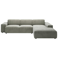 ECKSOFA in Cord Grauweiss  - Schwarz/Grauweiss, Design, Kunststoff/Textil (300/189cm) - Pure Home Lifestyle