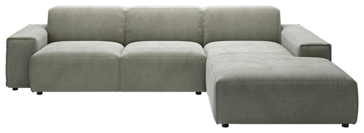 ECKSOFA in Cord Grauweiss  - Schwarz/Grauweiss, Design, Kunststoff/Textil (300/189cm) - Pure Home Lifestyle