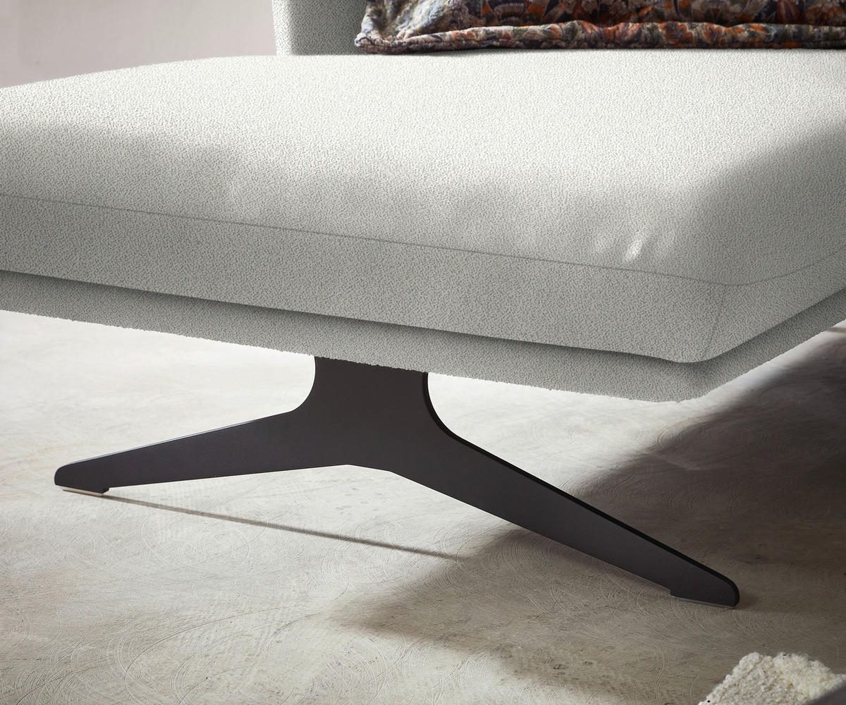 ECKSOFA in Flachgewebe Weiß  152/259 cm  - Schwarz/Weiß, Design, Textil/Metall (152/259cm) - Dieter Knoll