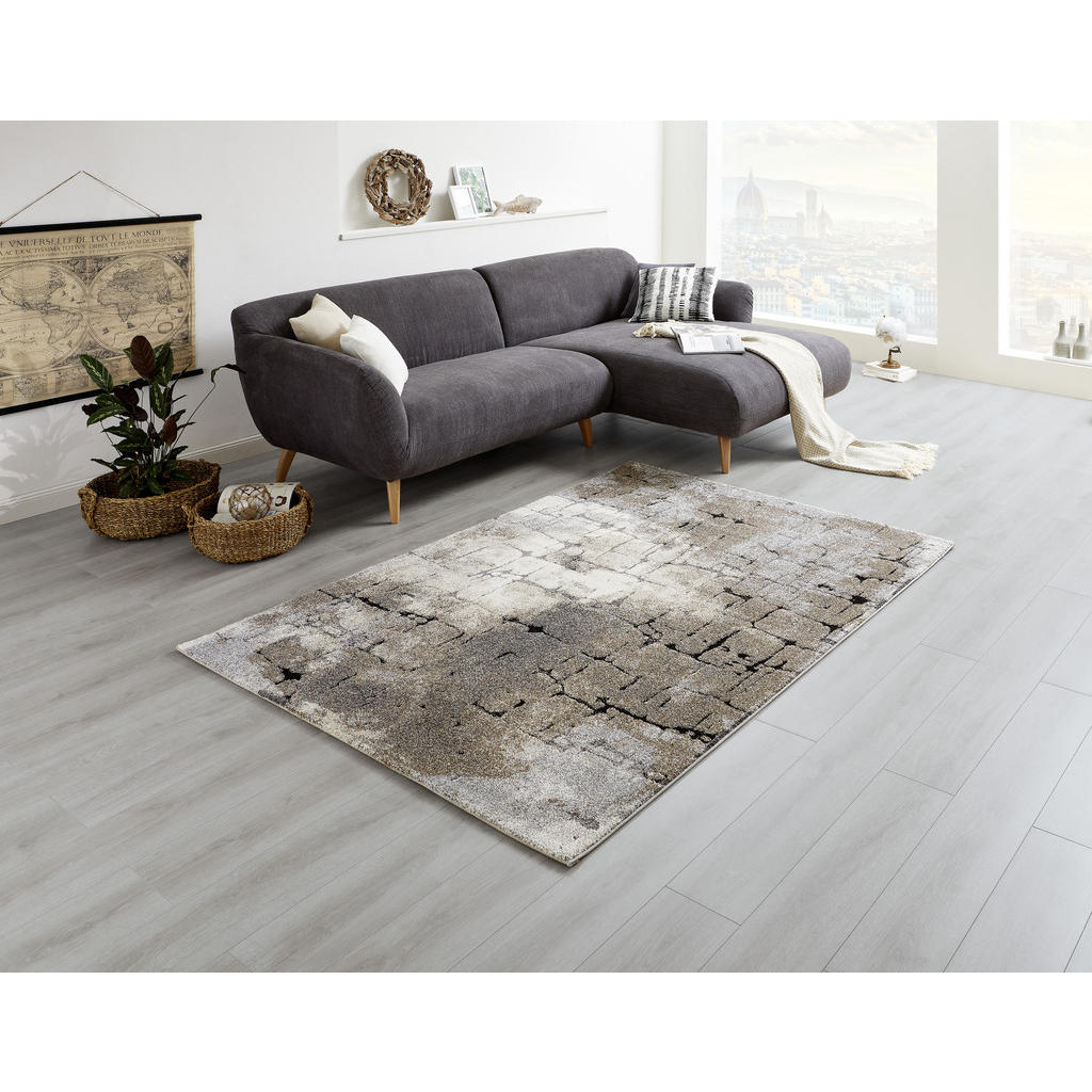Thumbnail - Novel Webteppich Balearia Ibiza, Braun, Grau, Beige, Textil, Graphik, rechteckig, 200x290 cm, Textiles Vertrauen - Oeko-...