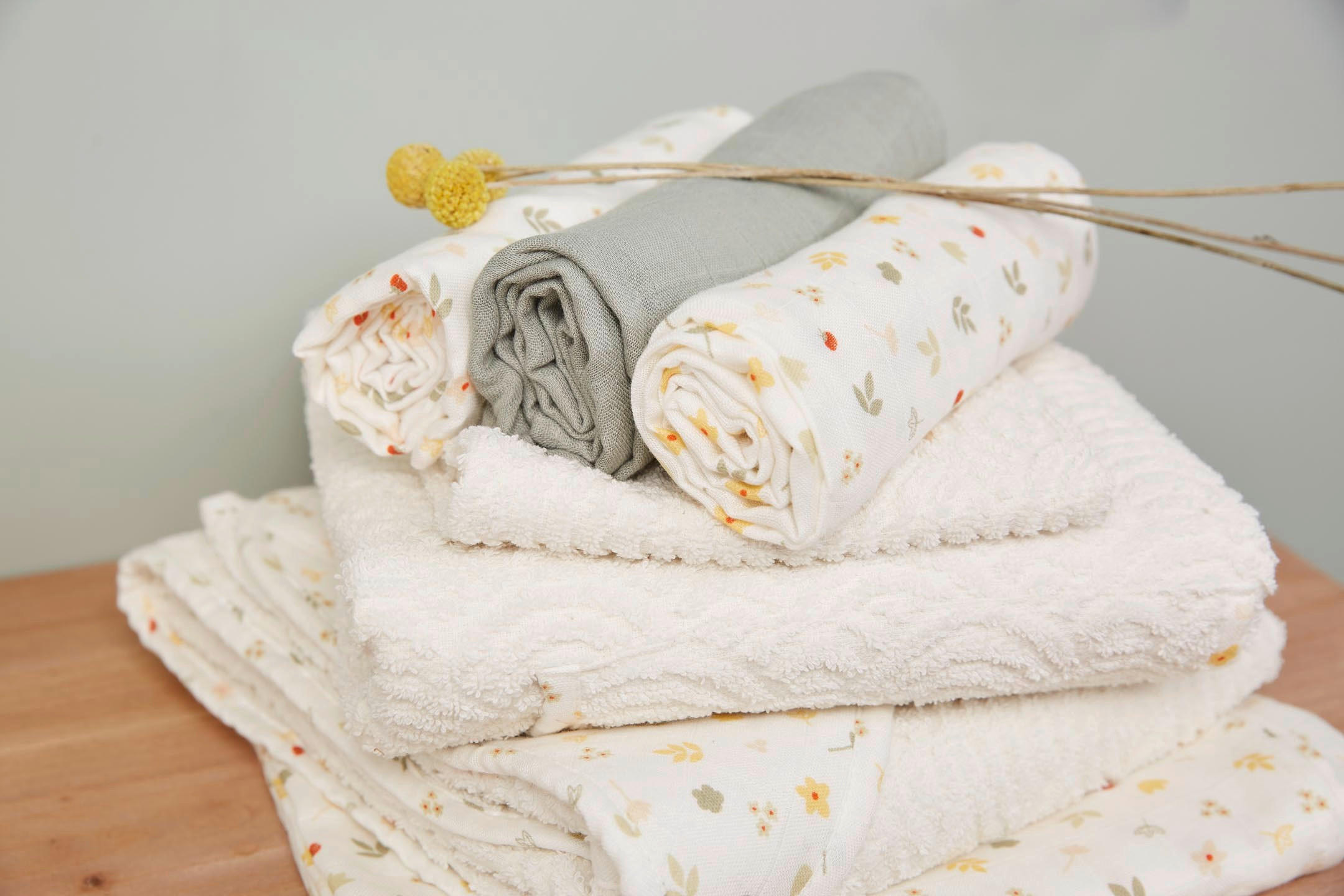 MULLWINDELNSET   Bohemian Garden 3-teilig  - Gelb/Weiß, Basics, Textil (70/70/0,3cm) - Bebe Jou