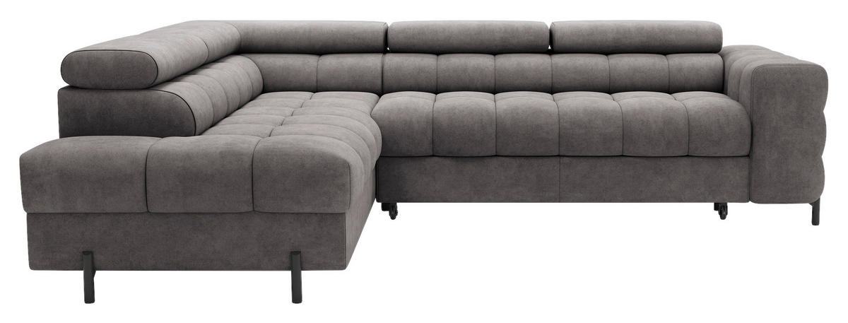 ECKSOFA FERUCCE in Chenille Grau  200/276 cm  - Schwarz/Grau, Design, Textil/Metall (200/276cm) - MID.YOU