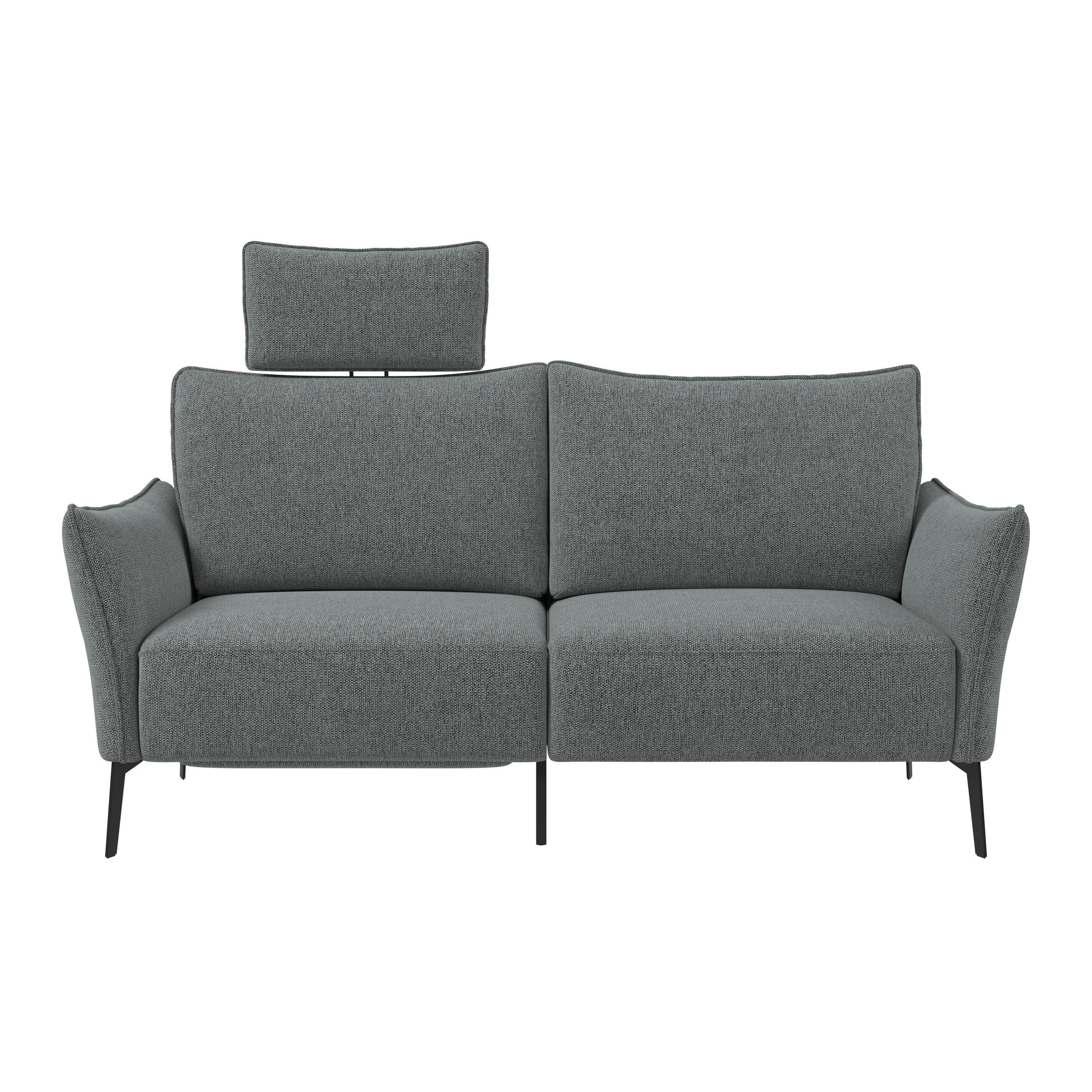 3-SITZER-SOFA Chenille Dunkelgrau  - Dunkelgrau/Schwarz, Konventionell, Textil/Metall (184/90/92cm) - Elegando