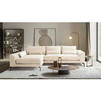 ECKSOFA  in Cord Creme Nierenkissen, Rückenkissen  172/313 cm  - Creme/Schwarz, Design, Textil/Metall (172/313cm) - P & B