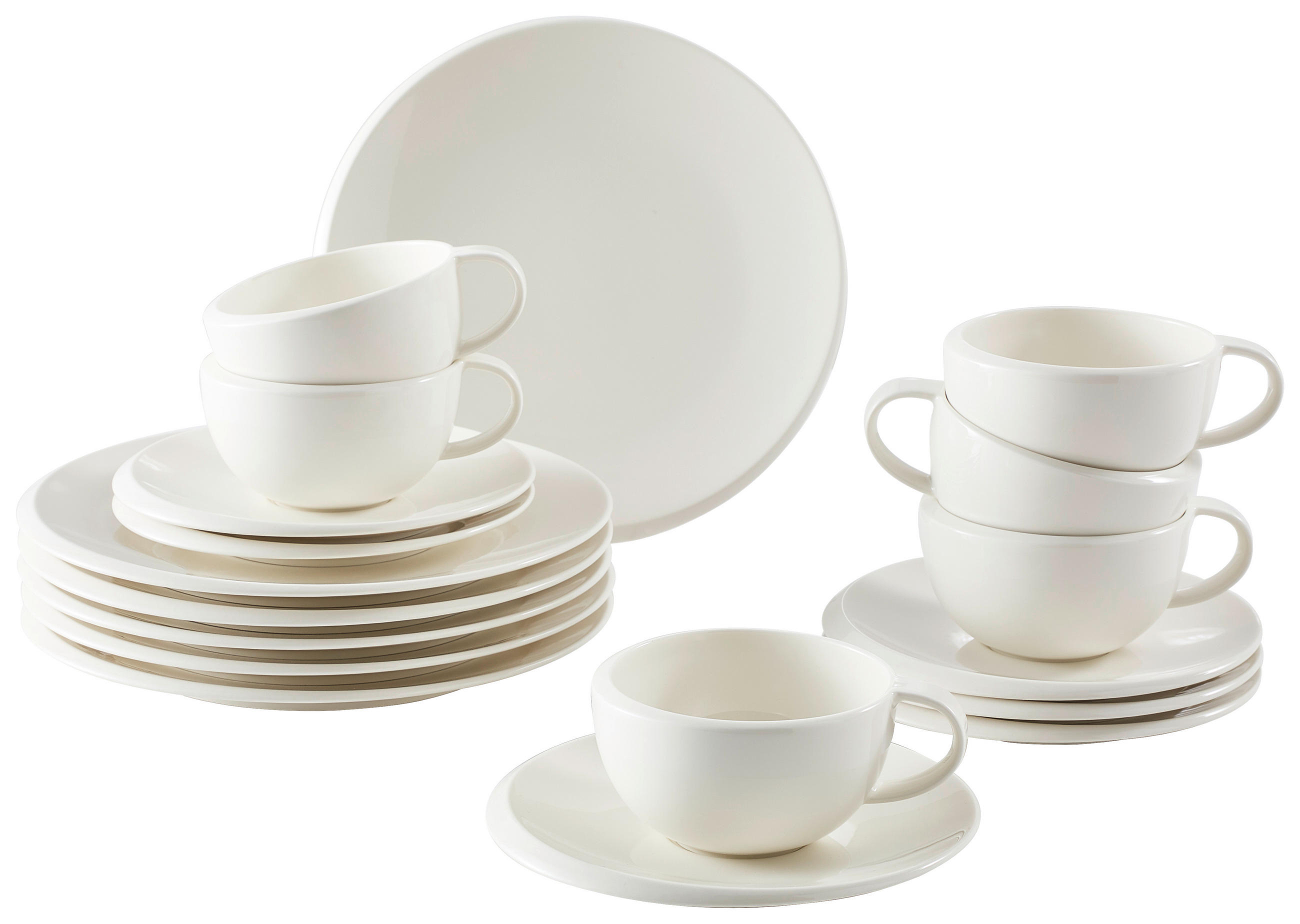 KAFFEESERVICE Weiß NewMoon 18-teilig  - Weiß, KONVENTIONELL, Keramik - Villeroy & Boch