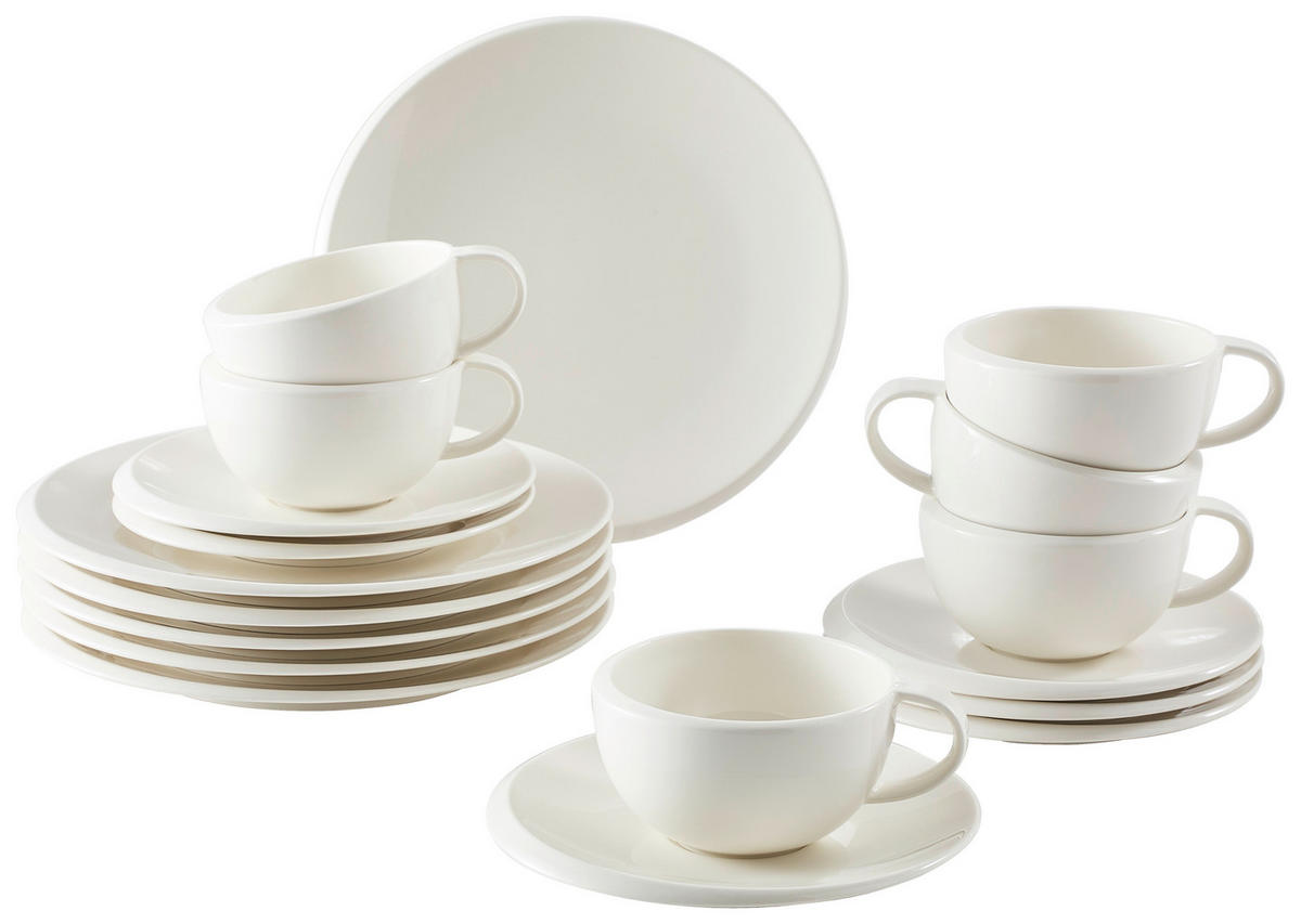 KAFFEESERVICE Weiß NewMoon 18-teilig  - Weiß, KONVENTIONELL, Keramik - Villeroy & Boch