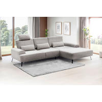 ECKSOFA Flachgewebe Beige  - Beige/Schwarz, Design, Textil/Metall (305/178cm) - Livetastic