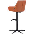 BARHOCKER Echtleder Cognac Eisen Sitzfläche 360° drehbar, inklusive Armlehnen  - Cognac/Schwarz, Design, Leder/Metall (55/90-116/53cm) - Novel
