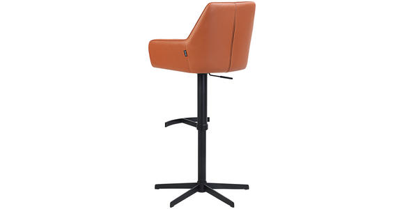 BARHOCKER Echtleder Cognac Eisen Sitzfläche 360° drehbar, inklusive Armlehnen - Cognac/Schwarz, Design, Leder/Metall (55/90-116/53cm) - Novel