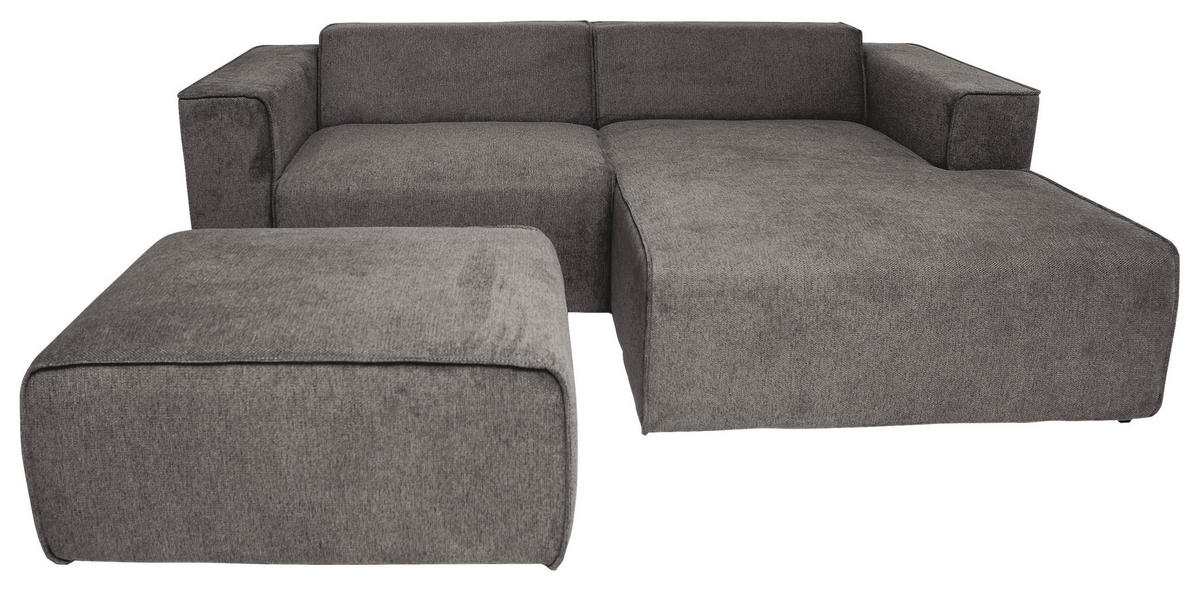 ECKSOFA Grau Struktur  - Schwarz/Hellblau, Design, Kunststoff/Textil (234/161cm) - P & B