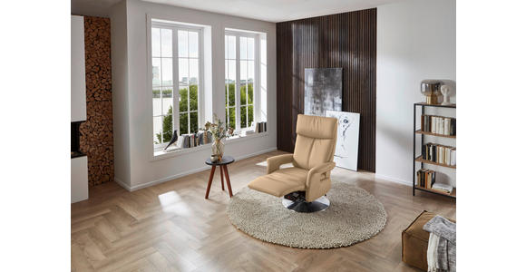 RELAXSESSEL in Leder Hellbraun - Hellbraun/Edelstahlfarben, Design, Leder/Metall (78/112/85cm) - Cantus