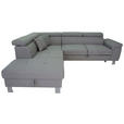 ECKSOFA inkl. Funktionen Hellgrau Webstoff  - Silberfarben/Hellgrau, Design, Textil/Metall (226/257cm) - Xora