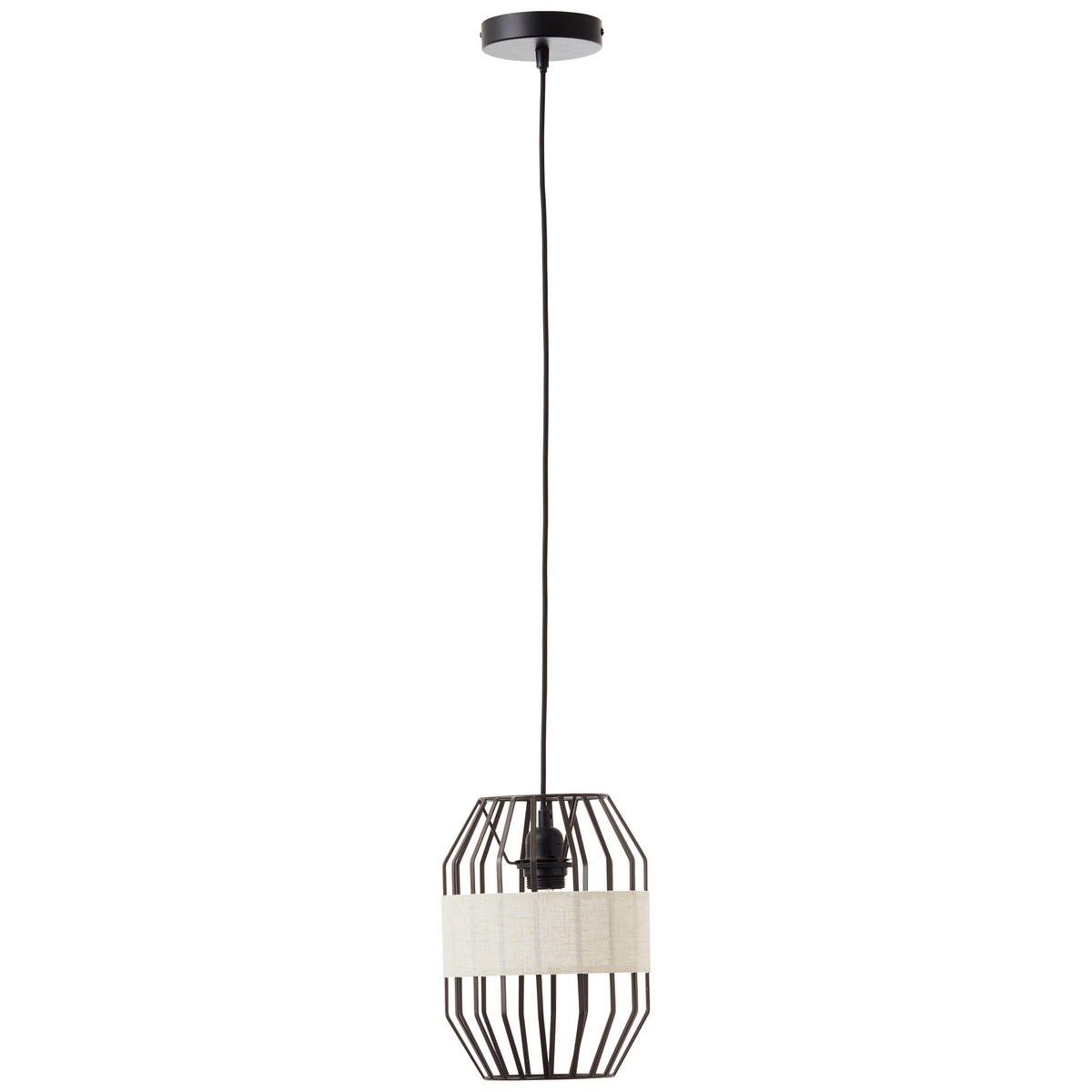 HÄNGELEUCHTE 23/136,5 cm    - Schwarz/Naturfarben, Basics, Textil/Metall (23/136,5cm) - Brilliant