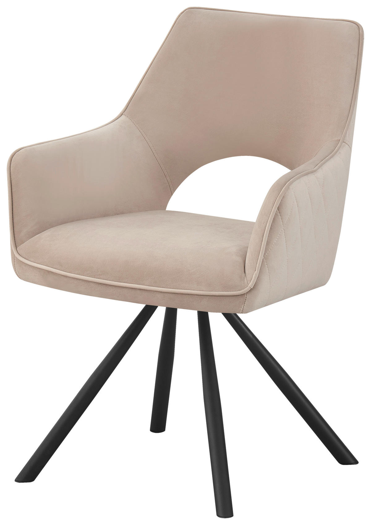 ARMLEHNSTUHL  in Eisen Webstoff  - Beige/Schwarz, Design, Textil/Metall (60/85/63cm) - Hom`in
