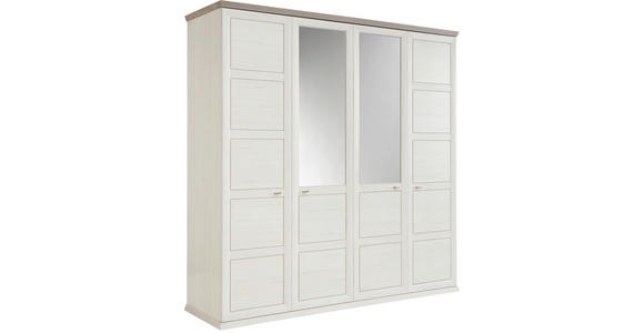 DREHTÜRENSCHRANK 205/209/60 cm 4-türig  - Weiß/Grau, LIFESTYLE, Glas/Holzwerkstoff (205/209/60cm) - Hom`in