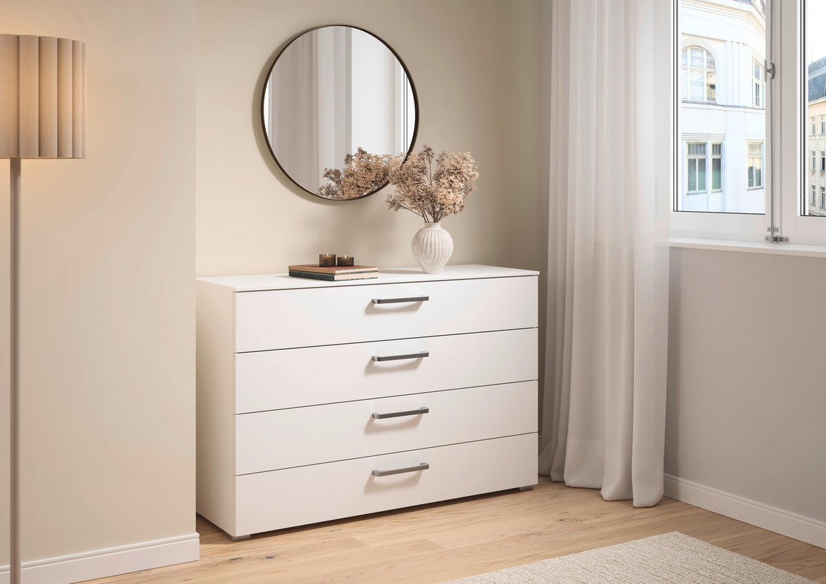 KOMMODE , 120/81/42 cm, 4 Schublade(n)  - Edelstahlfarben/Alufarben, Basics, Holzwerkstoff/Kunststoff (120/81/42cm) - Xora