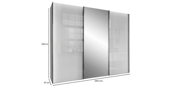 SCHWEBETÜRENSCHRANK  in Grau, Weiß  - Chromfarben/Weiß, KONVENTIONELL, Glas/Holzwerkstoff (250/236/67cm) - Dieter Knoll