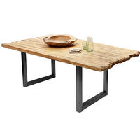ESSTISCH 160/90/75,5 cm Echtholz  Holz, Metall rechteckig Naturfarben, Schwarz  - Schwarz/Naturfarben, MODERN, Holz/Metall (160/90/75,5cm) - MID.YOU