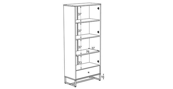 VITRINE in Weiß - Weiß, MODERN, Holzwerkstoff/Metall (80/191/41cm) - Novel