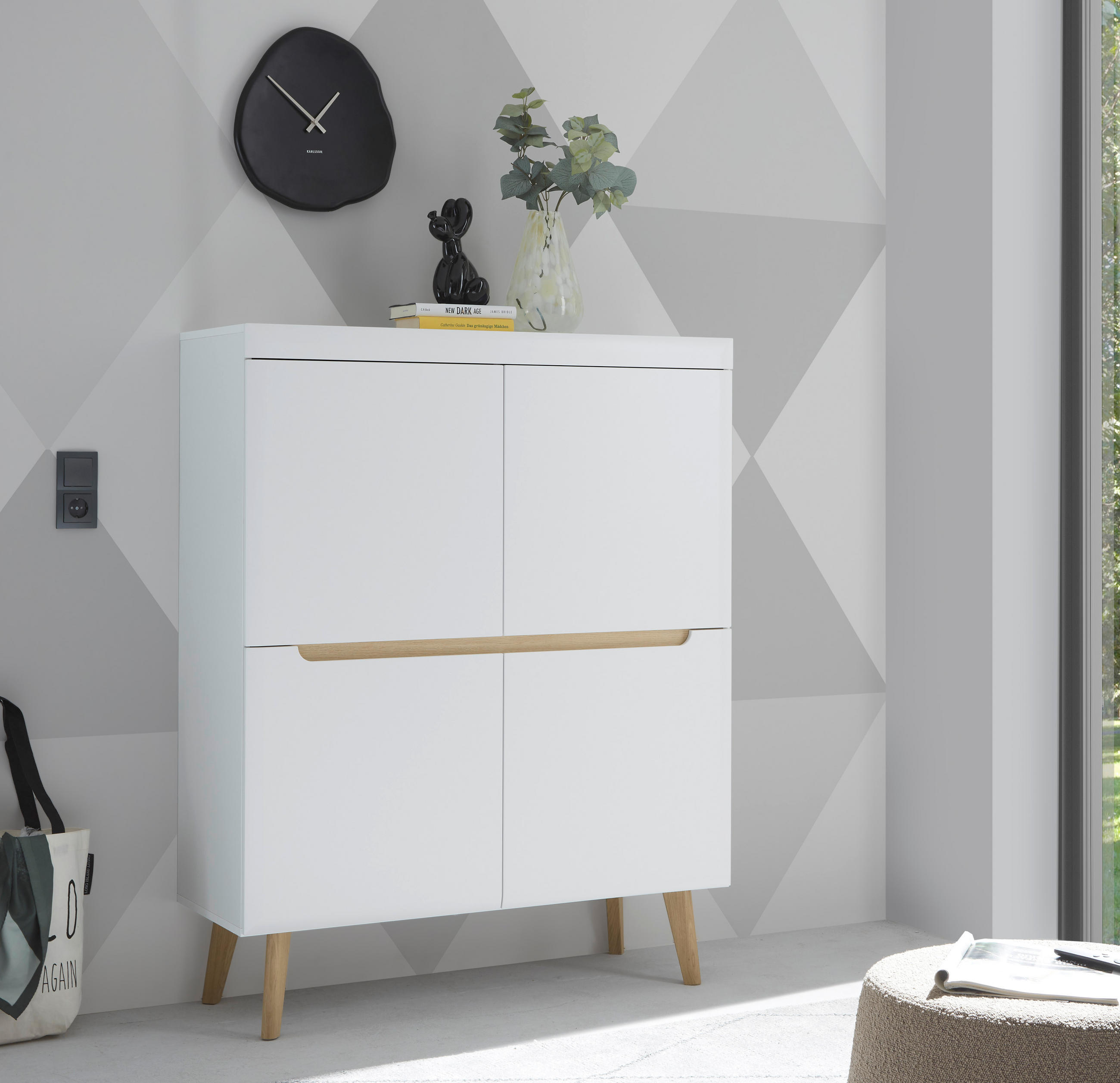 HIGHBOARD  in 107/134/40 cm  - Eichefarben/Weiß, Design, Holzwerkstoff (107/134/40cm) - MID.YOU