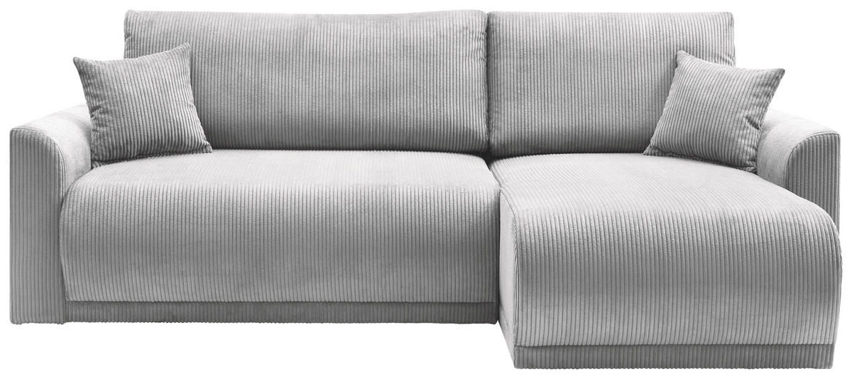 ECKSOFA KIMMY Hellgrau Cord Zierkissen, Rückenkissen, Bettkasten  - Hellgrau/Schwarz, Design, Kunststoff/Textil (233/146cm) - P & B