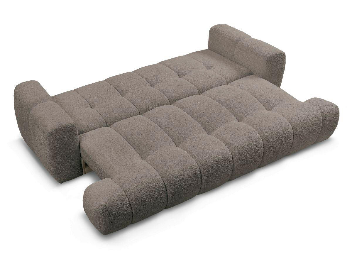 SCHLAFSOFA FUJI Bouclé Taupe  inkl.  - Taupe/Schwarz, MODERN, Kunststoff/Textil (251/113/88cm)