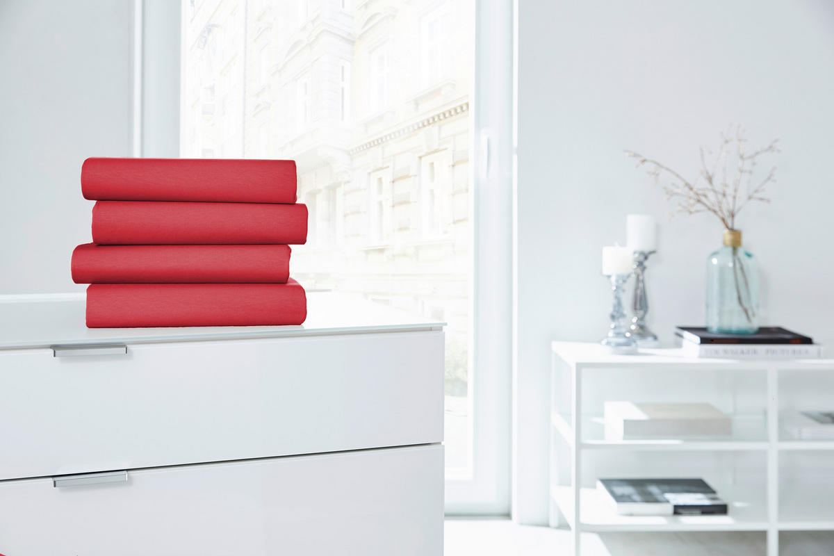 SPANNLEINTUCH 150/200 cm Jersey  - Rot, Basics, Textil (150/200cm)