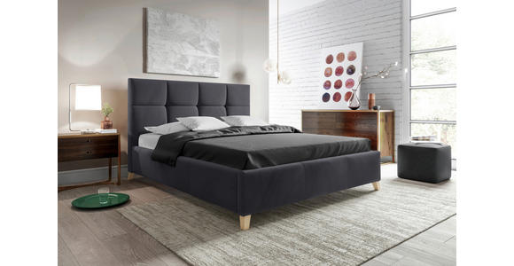 POLSTERBETT Lattenrost, Bettkasten 160/200 cm in Schwarz - Buchefarben/Schwarz, KONVENTIONELL, Holz/Textil (160/200cm) - Carryhome