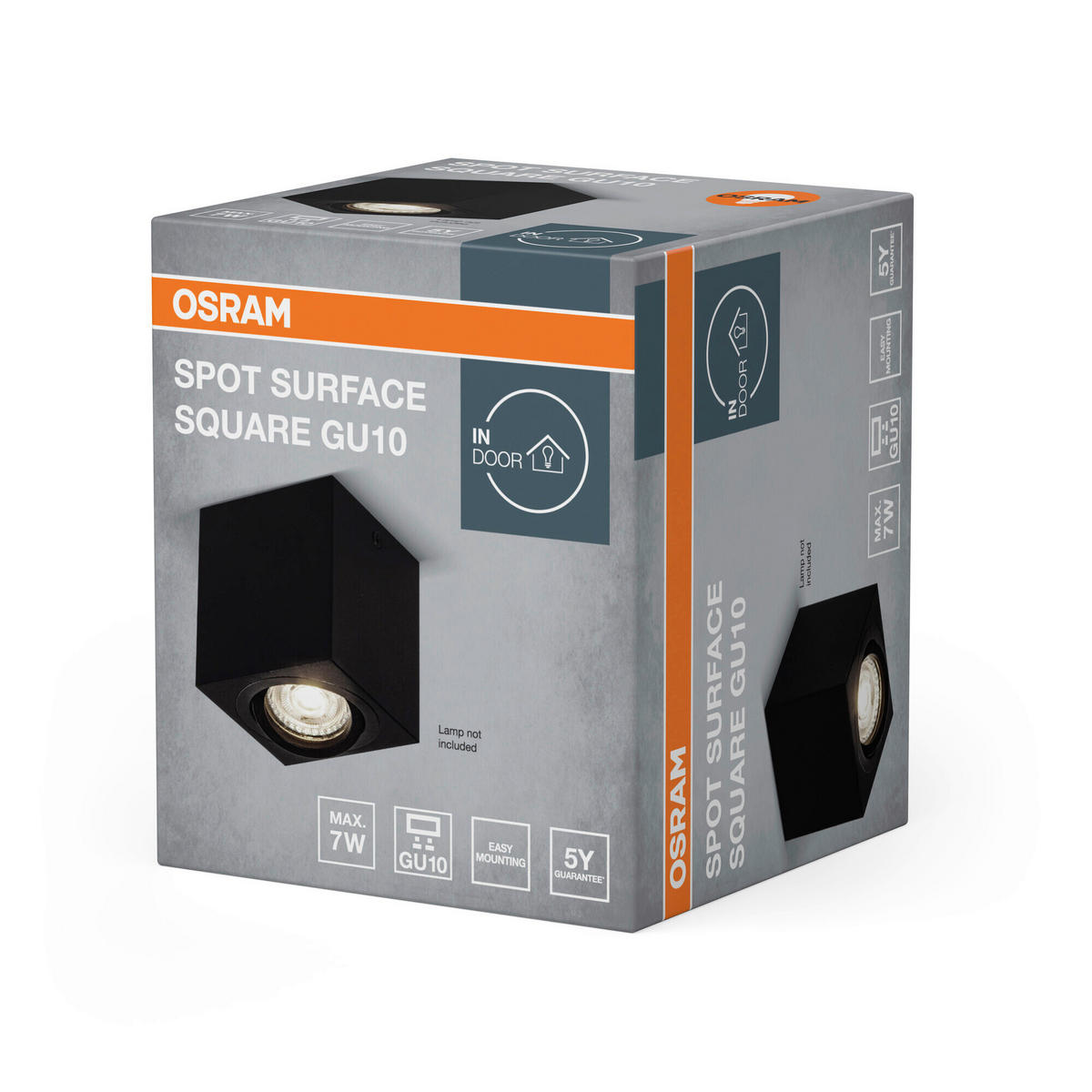 DECKENLEUCHTE 8/8/9,5 cm   - Schwarz, Basics, Metall (8/8/9,5cm) - Osram