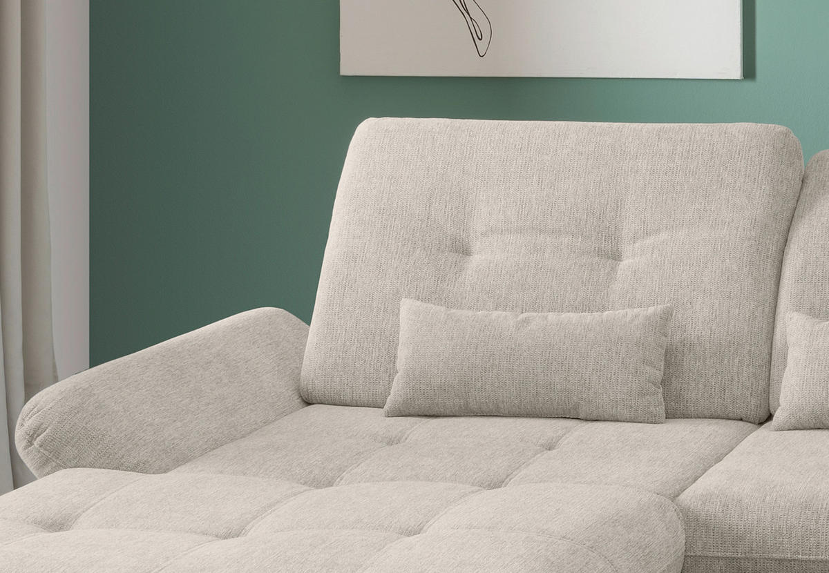 WOHNLANDSCHAFT in Chenille Beige  - Chromfarben/Beige, Design, Textil/Metall (195/376/254cm) - Livetastic