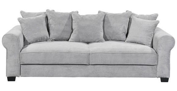 SCHLAFSOFA mit Stoffauswahl, Liegefunktion, Rücken echt Cord Hellgrau - Hellgrau/Schwarz, KONVENTIONELL, Kunststoff/Textil (247/95/125cm) - Hom`in