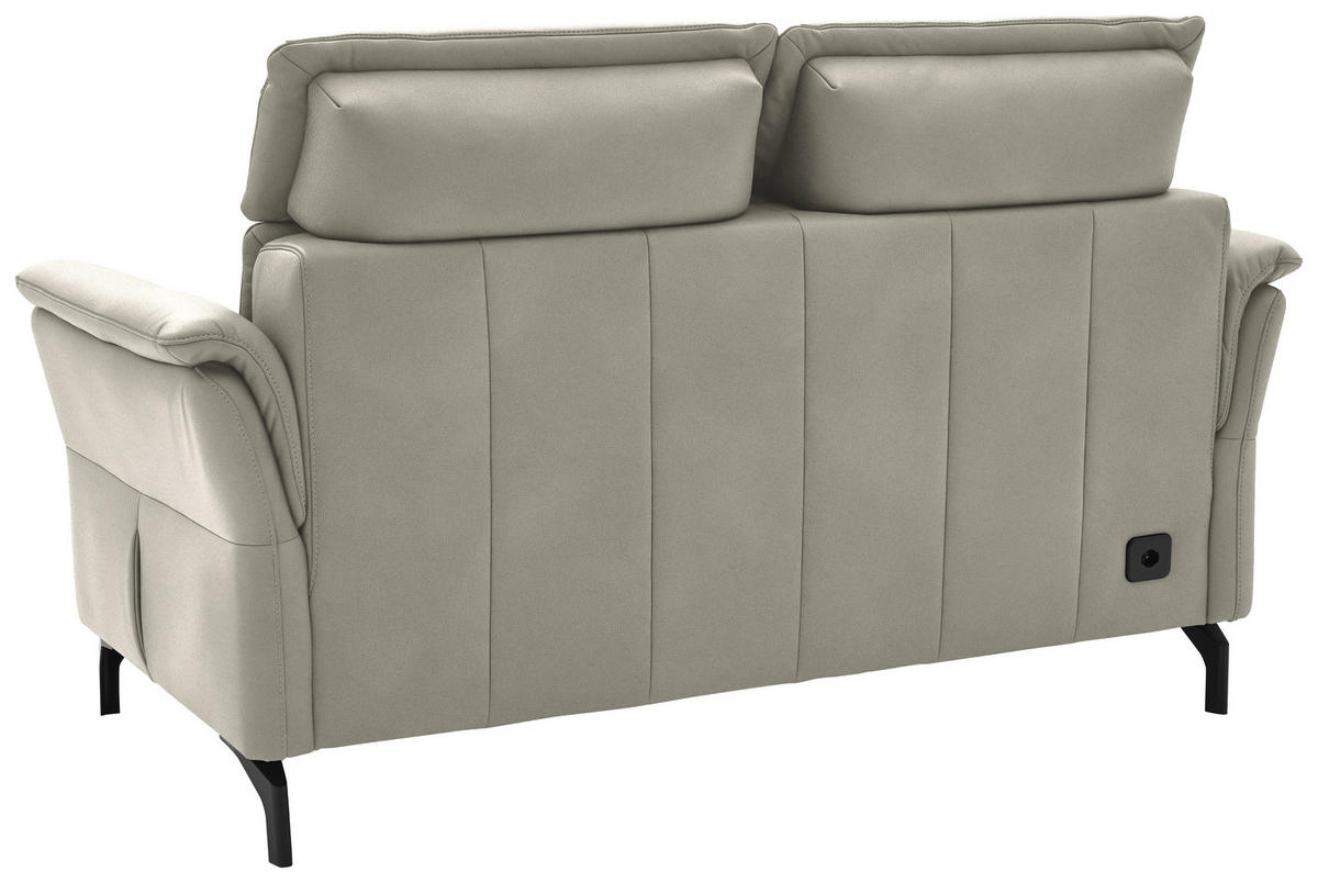 2-SITZER-SOFA in Echtleder Hellgrau  - Hellgrau/Schwarz, Konventionell, Leder/Metall (178/103/95cm) - Dieter Knoll