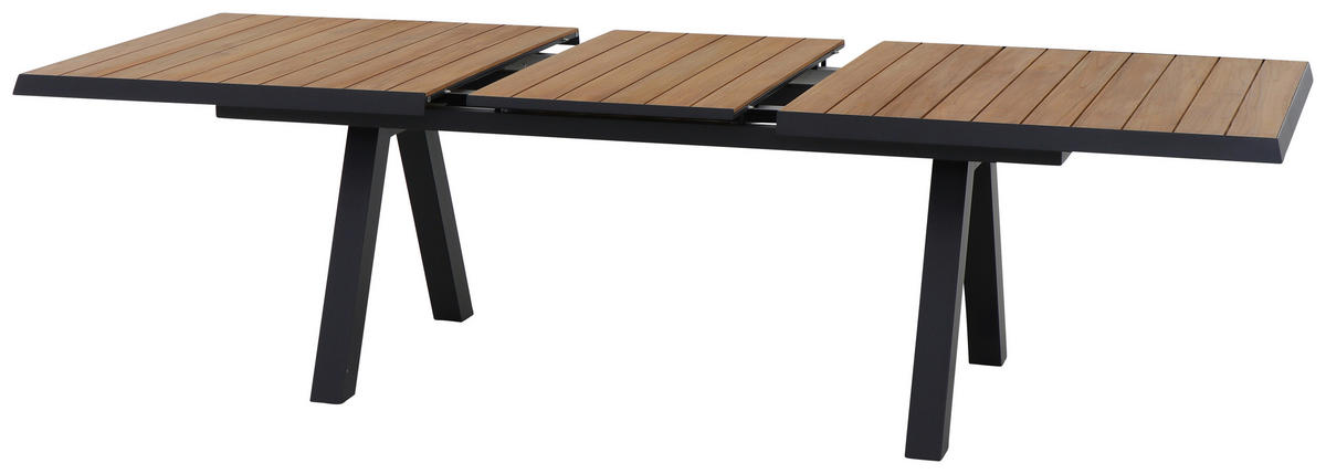 GARTENTISCH 205-265/103/76 cm Holz, Metall rechteckig  - Anthrazit/Teakfarben, Basics, Holz/Metall (205-265/103/76cm) - Siena Garden