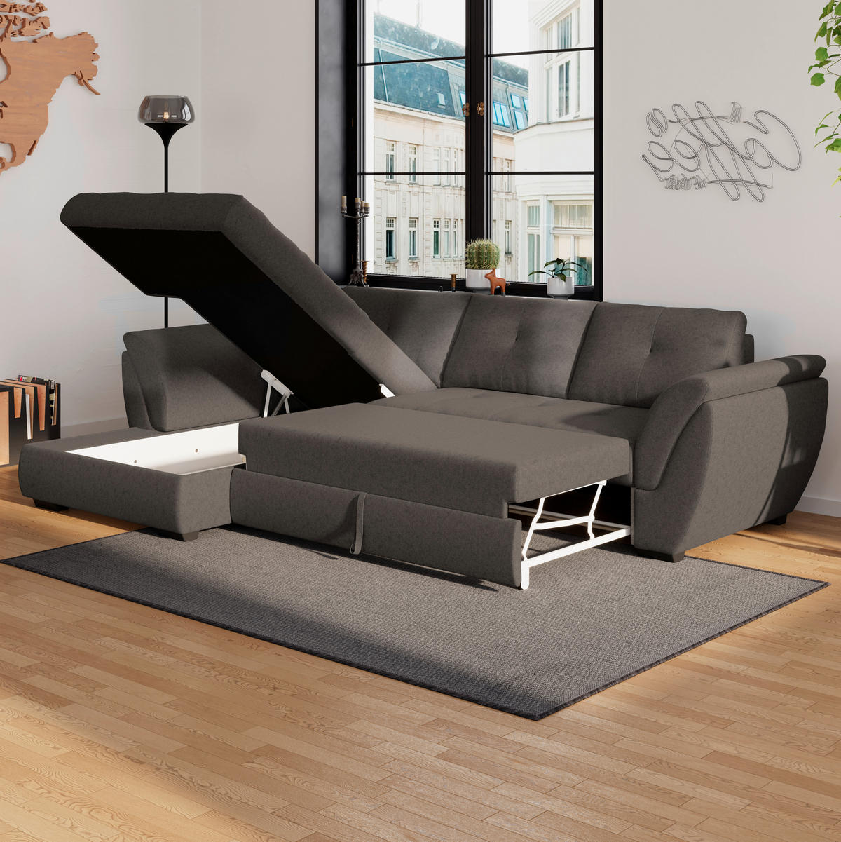 HÖRNSOFFA i vävt tyg brun  - brun, Design (187/278cm) - Livetastic