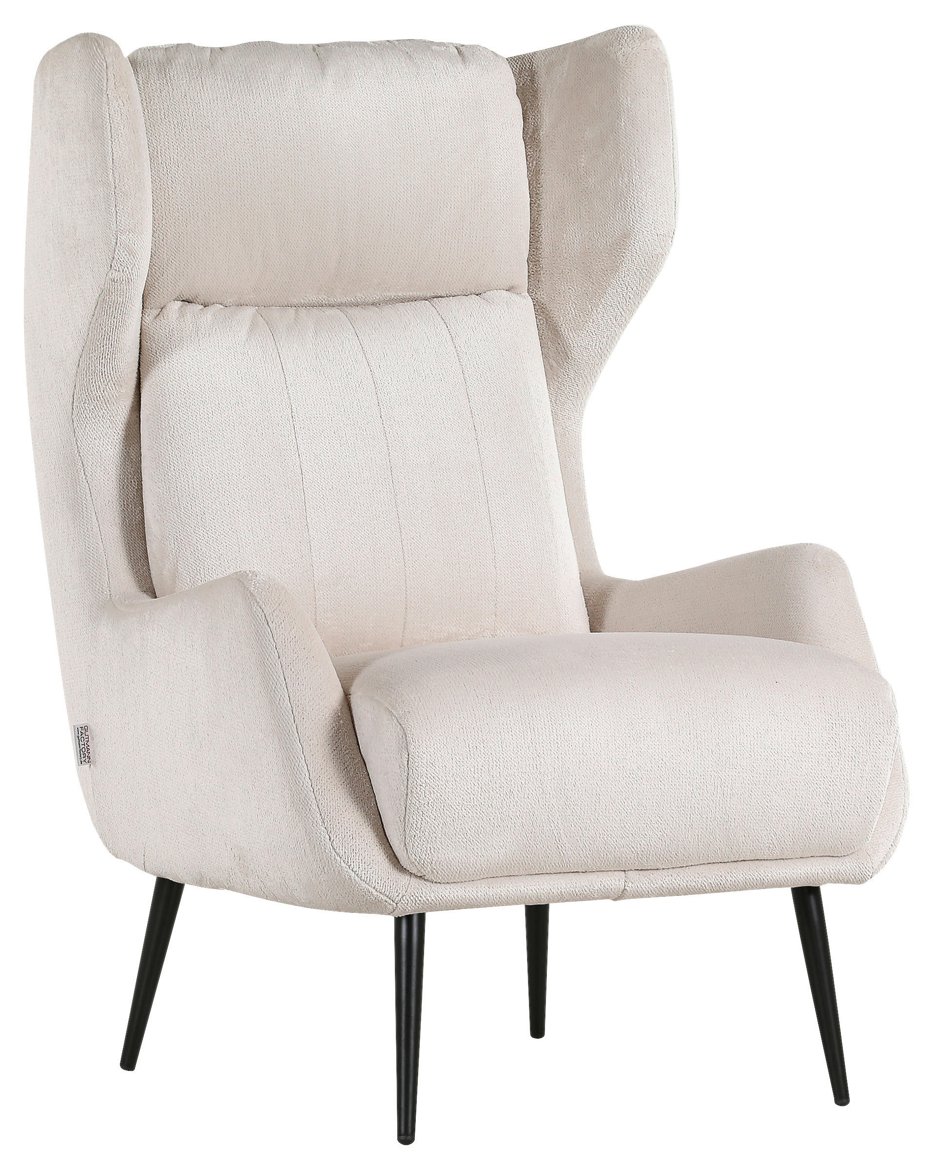 OHRENSESSEL in Flachgewebe Weiß  - Schwarz/Weiß, Trend, Textil (75/111/83cm) - Ambia Home