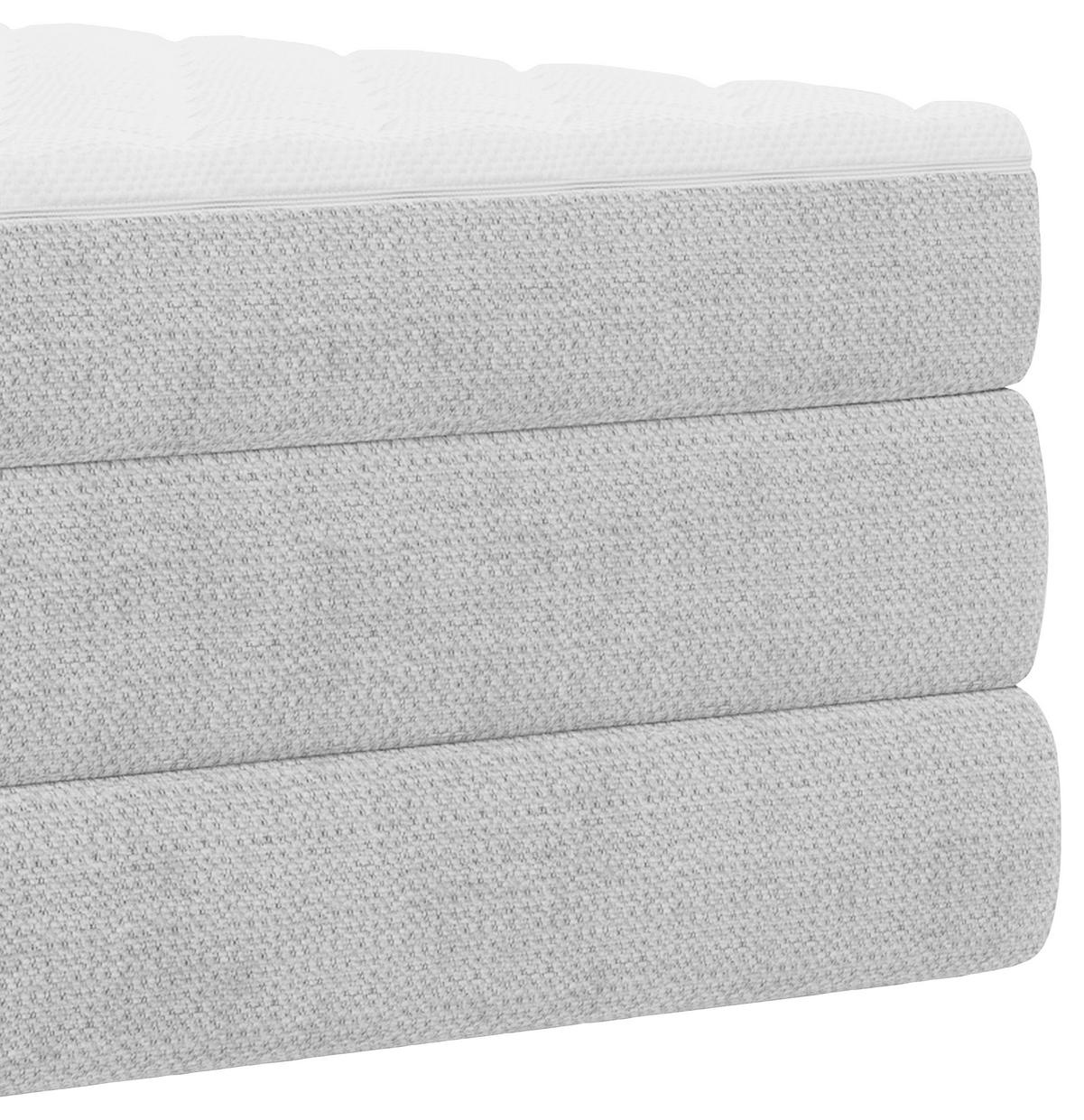 BOXSPRINGBETT 180/200 cm,  in Beige, gepolstertes Kopfteil, Bettkasten, Wendematratze mit unterschiedlichen Härtegraden, H2 + H3 = mittel + fest  - Beige/Schwarz, Design, Kunststoff/Textil (180/200cm) - Esposa