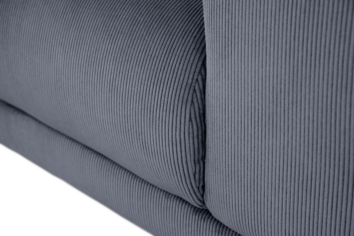ECKSOFA ERNO in Cord Graublau  262/183 cm  - Graublau/Schwarz, Design, Textil/Metall (262/183cm) - MID.YOU