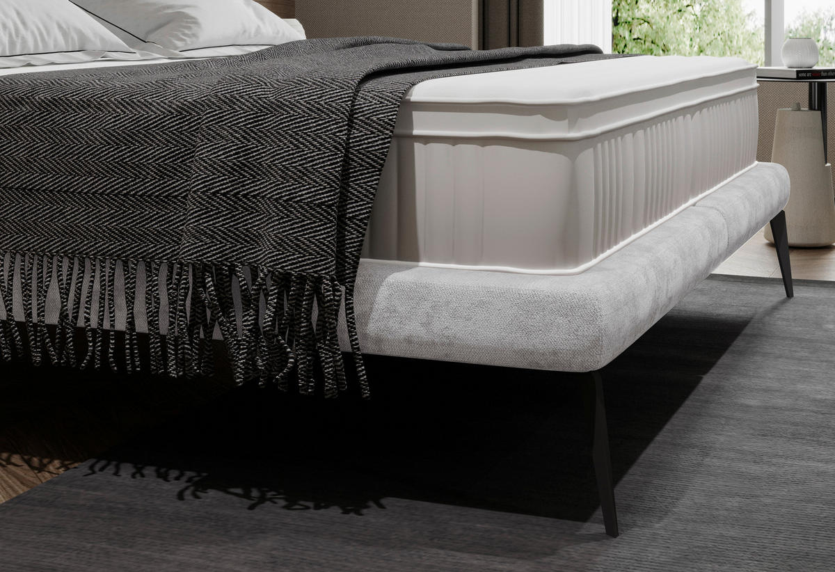 Polsterbett inkl. Matratze 180/200 cm  in Creme  - Weiss/Creme, Modern, Textil/Metall (180/200cm) - Livetastic
