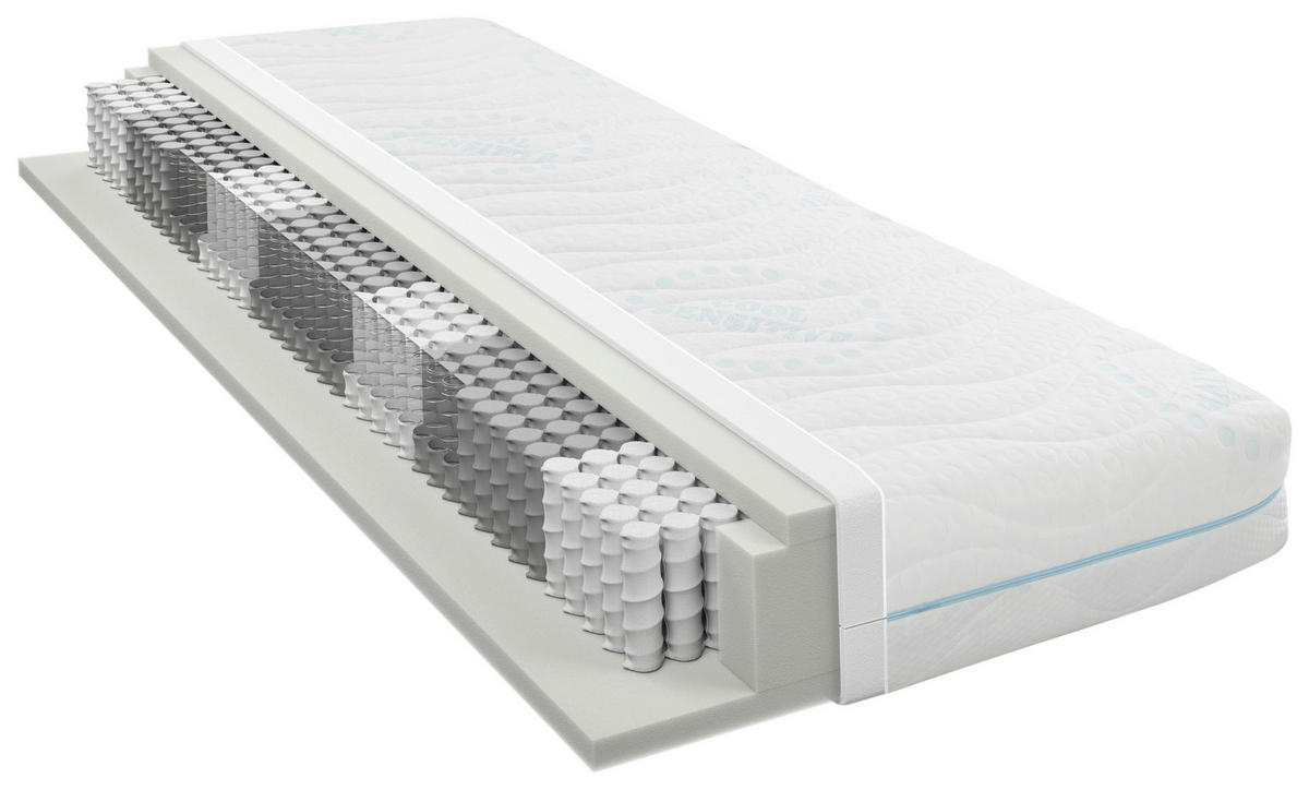 TASCHENFEDERKERNMATRATZE 100/200 cm Höhe ca. 23 cm  - Weiss, Basics, Textil (100/200cm) - Sleeptex