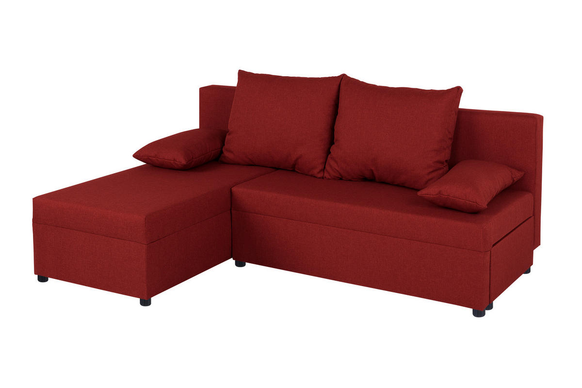 ECKSOFA Rot  - Rot/Schwarz, Design, Kunststoff/Textil (195/147cm) - P & B