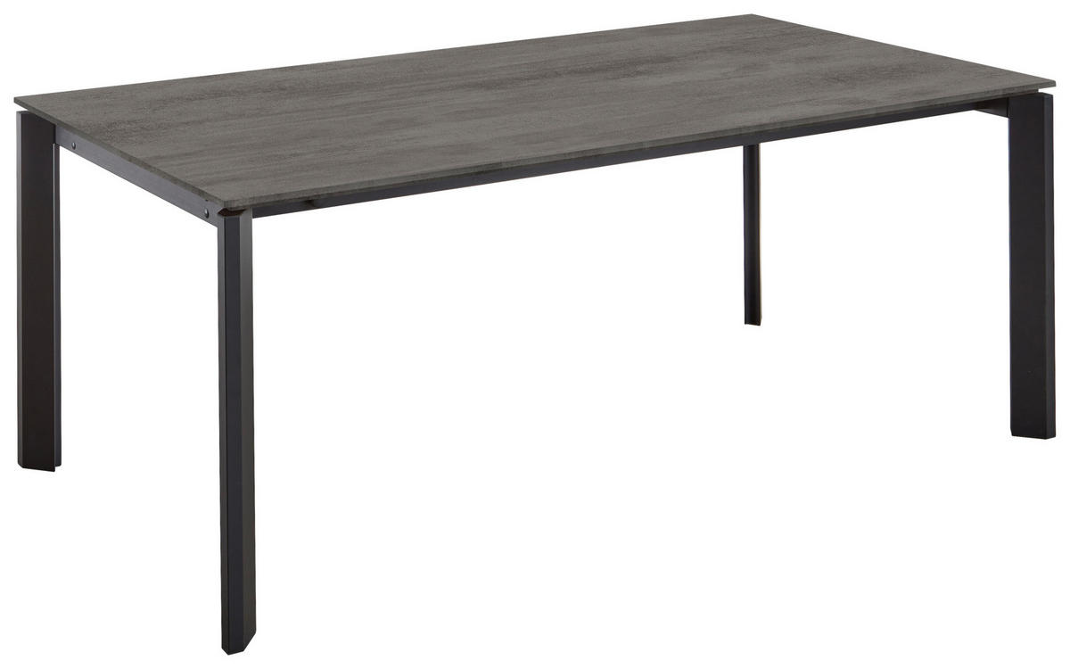 ESSTISCH Schieferfarben, Schwarz rechteckig  ausziehbar, in verschiedenen Holzdekoren erhältlich  - Schieferfarben/Schwarz, Basics, Holzwerkstoff/Metall (180-280/95/76cm) - Celina Home