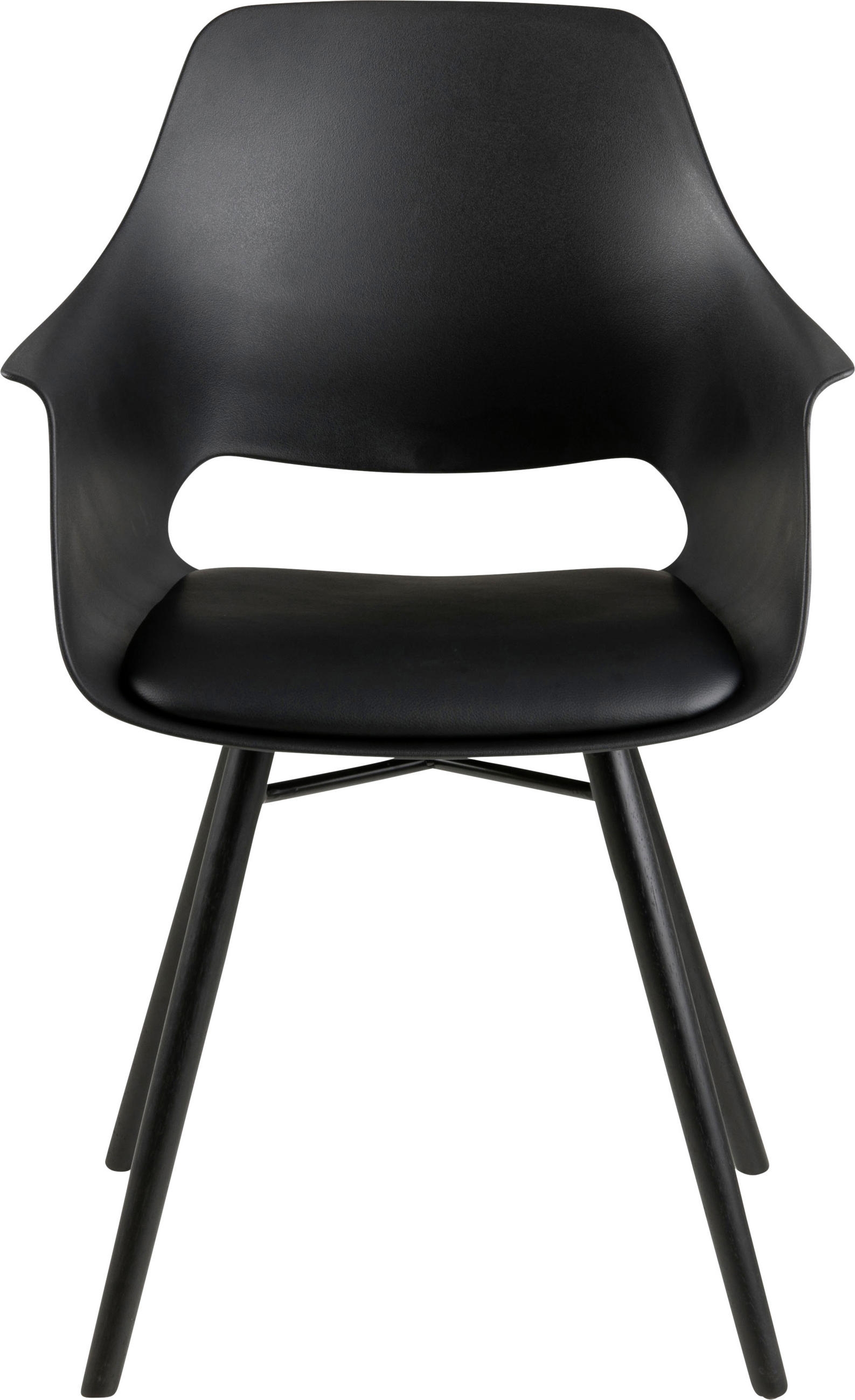 ARMLEHNSTUHL in Lederlook matt - Schwarz, Design, Holz/Kunststoff (57,0/85,0/52,5cm) - Ambia Home