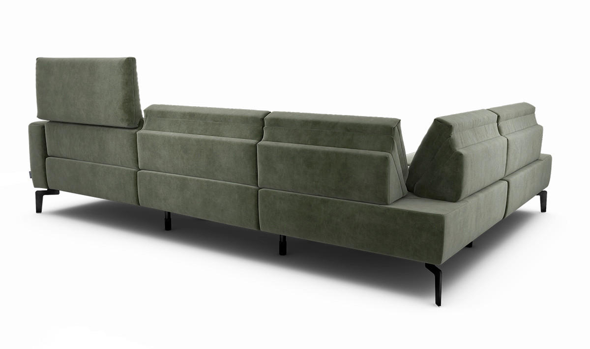 ECKSOFA in Samt Waldgrün  213/296 cm  - Waldgrün/Schwarz, Design, Textil/Metall (213/296cm) - SENSOO